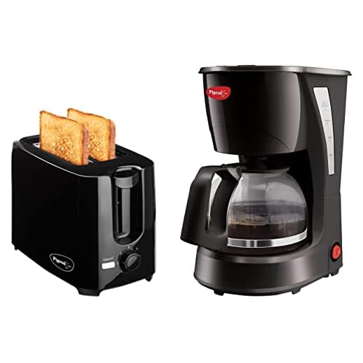 Pigeon 2 Slice Auto Pop up Toaster. A Smart Bread Toaster for Your Home (750 Watt) (Black)+Pigeon by Stovekraft Brewster Coffee Maker. A Small Size Coffee Maker of Home Machine (Black)