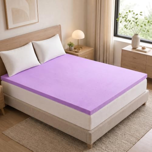 Image of NEWBULIG 2 Inch Cal King Cooling Gel Memory Foam Mattress Topper, Purple