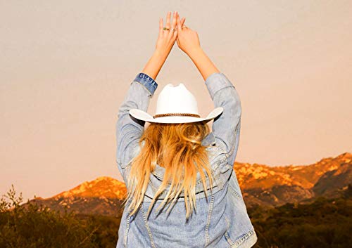 Enimay Western Cowboy & Cowgirl Hat Pinch Front Wide Brim Style (Small | Medium, Classic White) #TOP5