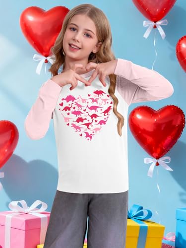 Image of Girls Valentine Shirts for Kids Valentines Heart Graphic Tshirts Casual Long Sleeve Shirts Love Heart Tee