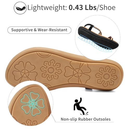 Image of Ablanczoom Flat Sandals for Women Summer: Casual Boho Beaded Toe Ring Dress Shoes - Comfortable Vacation Daily Walking Shoes