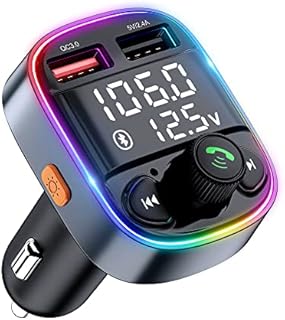 Bluetooth Car Adapter FLOVEME FM Bluetooth Transmitter Car Radio QC3.0 Quick Charge Car Adapter Handsfree Car Bluetooth 5.0, Supports TF Card and U-Disk
