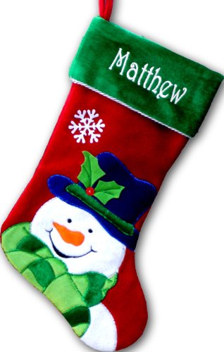 Personalized Christmas Stockings - (Happy Snowman, Personalized)