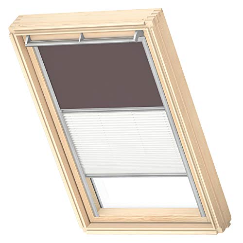 VELUX Original Dachfenster Duo Verdunkelungsrollo für SK08, Taupe, mit Grauer Führungsschiene