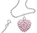 Pink Heart Cubic Zirconia Pendant with 18 Inch Rolo Chain Necklace