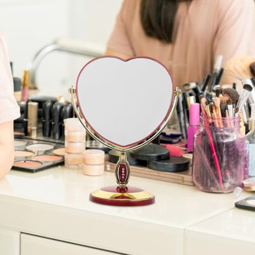 Espejo de Maquillaje de Escritorio en Forma de Corazón Rojo miniatura 5