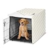 Sweet Jojo Designs 36in. Medium Dog Crate Cover (Beige Gingham Checkered Plaid) Pet Cage, Kennel Covers (Vintage, Classic, Checkerboard, Geometric, Minimalist, Retro, Taupe, Brown, Tan and White)