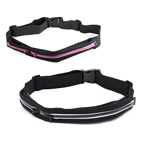patu 2 Packs Sports Running Belt with Key Pouch, Black & Purple - Outdoor Sweat Proof Night Reflective Fitness Waist Pack for Cell Phones Up to 6¡±, iPhone 7 Plus 6S 6 5S 5 Galaxy S7 S5 Note 4 Nexus Cover