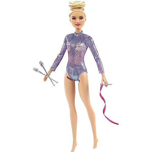 Barbie Métiers de Rêve Coffret poupée Gymnaste Blonde en Justaucorps Accessoires Inclus Jouet pour Enfant GTN65