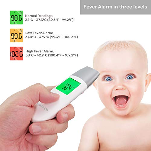Lookee Petite Infrared Touchless Forehead Thermometer For Adults And Kids | Baby Thermometer With Fever Alarm | 3-In-1 No Touch Medical Digital Thermometer With Memory Of 35 Readings | Battery & Pouch #TOP2