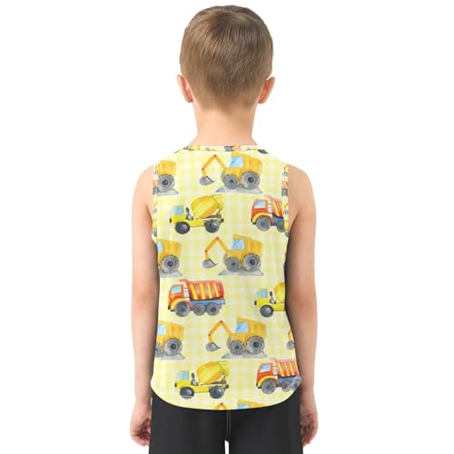 Construction Truck Yellow Boys Tank Tops Quik Dry Toddler Tank Top Undershirts T-Shirts for Boys,3T3