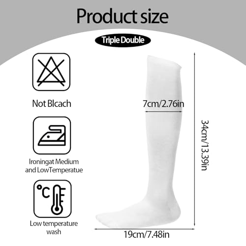 3 Pair Knee High Socks for Woman, White Thigh High Socks Long Tall Tube Sock Baseball Softball Sock Cotton Cosplay Stockings Athletic Long Stockings for Halloween and Everyday Wear2