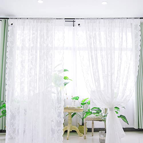 Havii 9Ft X 8Ft White Sheer Backdrop Window Curtain Panel Vintage Lace Fabric Voile Arch Drapes For Wedding Baby Shower Birthday Party Photography Decoration #TOP7