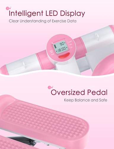Image of Steppers for Exercise at Home, KitGody Mini Stepper with Resistance Bands, Portable Stair Stepper for Home 330LBS Capacity, Adjustable Height Fitness Stepper Machine