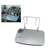 XINDELL Car Wheel Mate Eating Desk Mount Tray Vehicle Portable Foldable Stand Back Seat Wheelmate Mount Tray for iPad Tablet Laptop Notebook with Dining Food Drink Cup Holder (Silver)