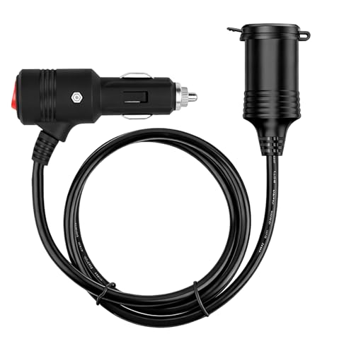 3FT Cigarette Lighter Extension Cord,16AWG 12V Extension Cord with on/off Switch & LED Light,Heavy Duty Car Extensions Cords for Car Refrigerator,Vacuum Cleaner,Phone Charging