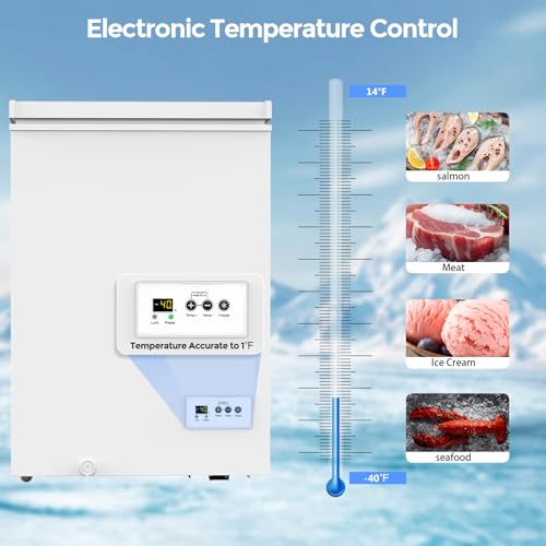 Image of COWSAR 3.5 Cu.Ft Chest Freezer, 14℉ to -40℉ Ultra-Low Temperature Deep Freezer with 2 Removable Stainless Steel Baskets, Electronic Control, 7 Level Adjustable Thermostat