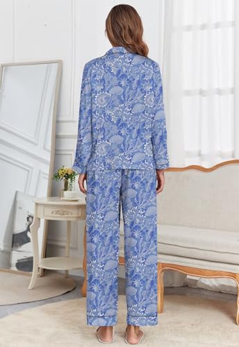 Image of Brosloth Women's Silk Satin Pajamas Pjs Sets Cute Lace Pattern Two Piece Loungewear Set Button Up Pajamas Sleepwear Black