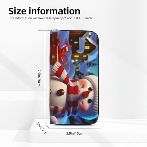 Cute Snowman Leather Wallet For Women Girl, Zip Around Credit Card Holder Long Pu Wallet Clutch Purse Waterproof Travel Handbag3