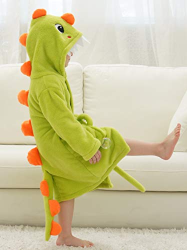 Boys Girls Bathrobe Kids Toddler Cartoon Dinosaur With Tail Hooded Sleep Robe4