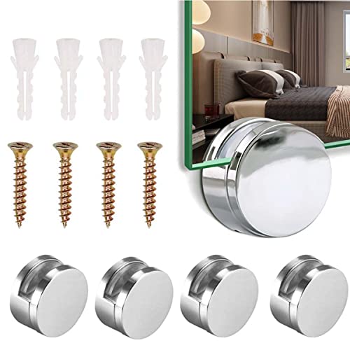 Uni-Fine 4 pcs, pinces rondes pour miroir, Pinces en Verre pour Miroir de Salle de Bain Supports Rond Mural en Alliage de Zinc - Fixation de miroirCharge 15kg Cover