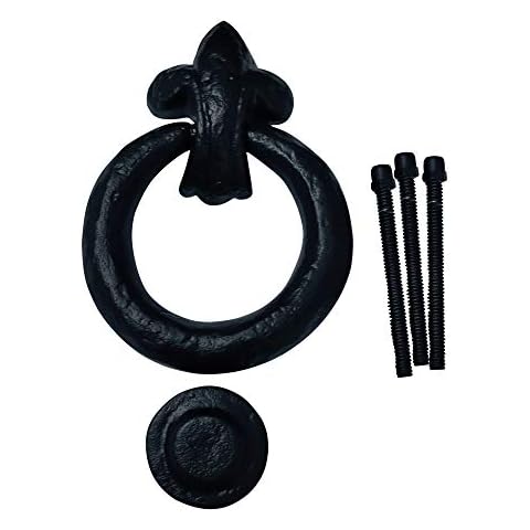 Akatva Black Cast Iron Door Knocker for Front Door - Handmade Black Powder Coated Cast Iron Door Knocker - Exterior Home Door Knocker for Doors - Cast Iron Door Knocker Black Powder Coated Cover