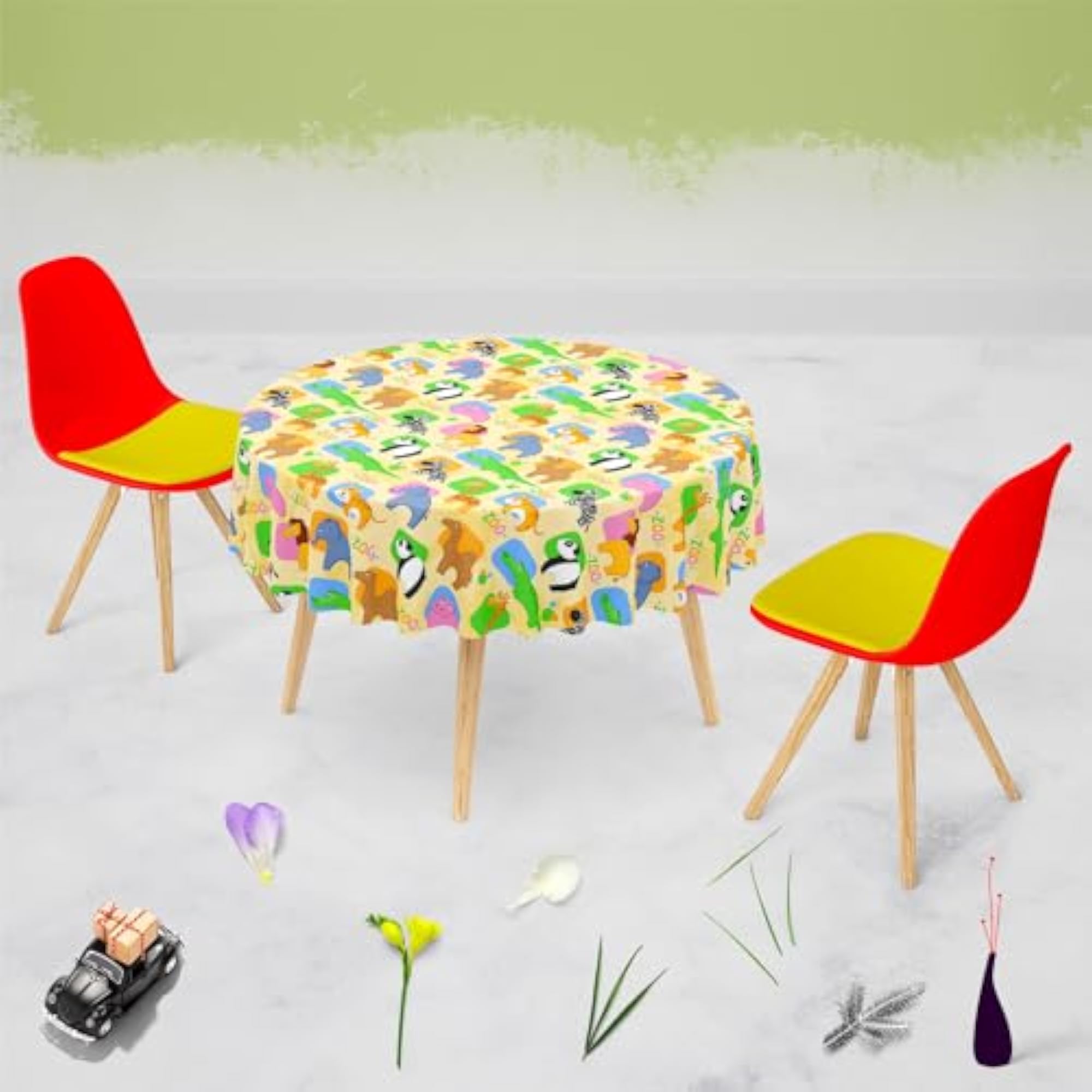 African Animals Cotton Canvas Table Cloth Cover for Dining & Center Table
