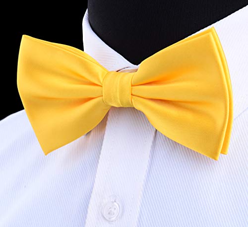 Image of GUSLESON Men's 3-pc Solid Color Bow Tie Gift Set - Double‑Fold Pre-Tied Bow Tie, Pocket Square, Cufflinks - Wedding Formal Party