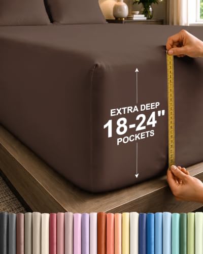 CGK Extra Deep Cal King Single Fitted Sheet Only - Brown