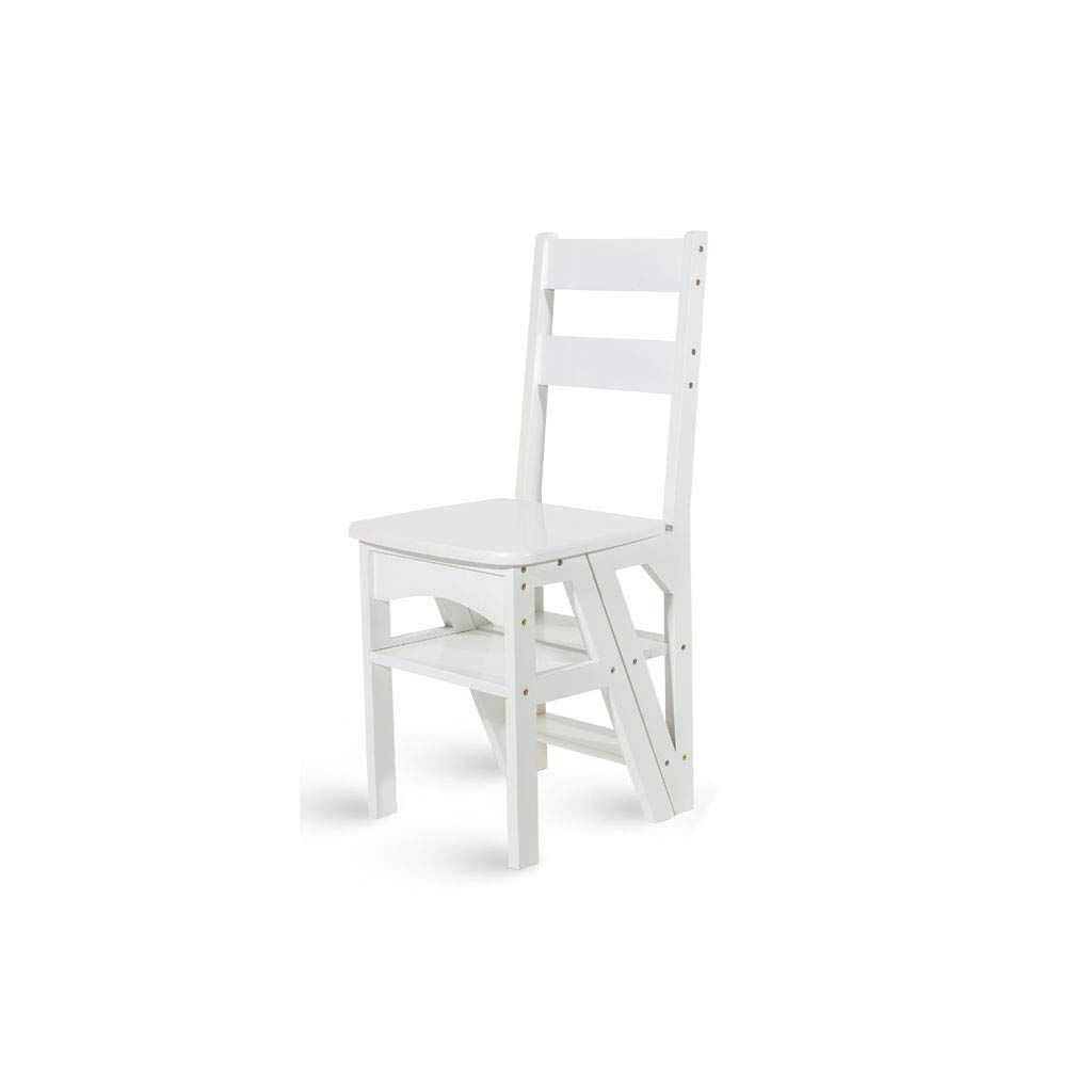 Escabeau en bois pliant à 4 marches et chaise d'échelle blanche pour maison