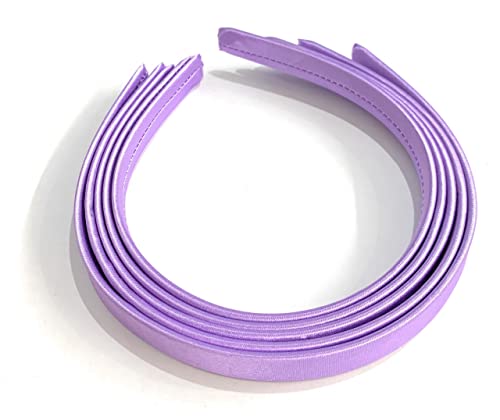Juego de 5 diademas de satén liso de 15 mm de grosor, para niñas y niñas, para la escuela, para bricolaje, color lila/morado lavanda