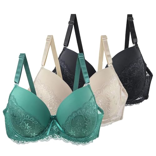 Sujetador push up sin aros para mujer, clásico, suave, fuerte, sujetador, elegante, bordes ondulados, seductor, sin costuras, moldeador, ligero, adecuado para el día a día, Rosa., 85C