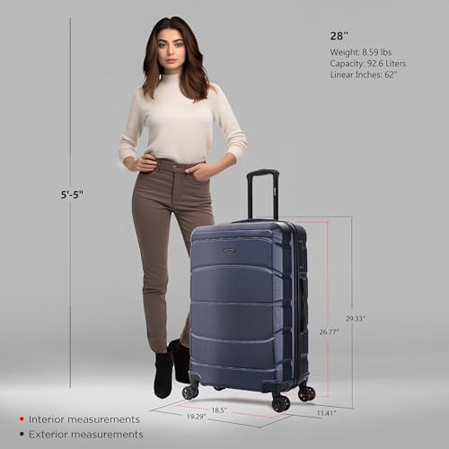 Image of DUKAP SENSE 28-Inch Large Hardside Spinner Luggage Durable Zippered Blue