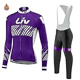 'N/A' Maillots de Ciclismo para Mujer-Maillot de Ciclismo de Manga Larga, más Cachemir en otoño e Invierno, Mantiene el Calor, a Prueba de frío, Alta Elasticidad,Purple,XL