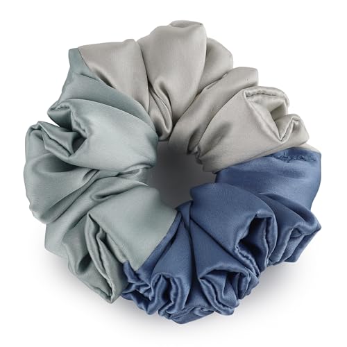 Image of Atrube's Satin Silk Scrunchies For Women And Girls Combo Of 4 Triple tone For Less Hairfall Best Gift For Mother Daughter Friend