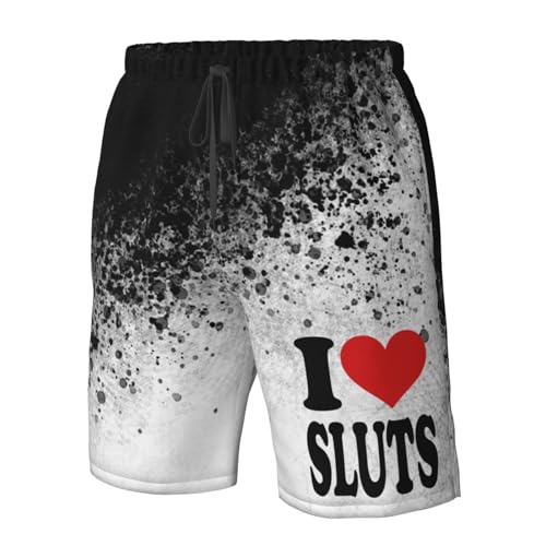 I Love Sluts I Love Hot Sluts Mens Swim Trunks Board Shorts Quick Dry Mens Swimsuit,Summer Beach Short with Pockets4