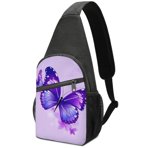 Bolso bandolera casual Purple Butterfly para mujer y hombre miniatura 1