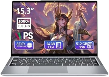 2025 Gaming Laptop,15.3 Inch Laptop,FHD IPS 1200p Screen,Gaming Laptop i5-8210Y(Up to 3.6GHz) for 24GB RAM 512GB SSD,180 Angle Open WiFi 5 HDMI UHD Graphics Traditional Laptops