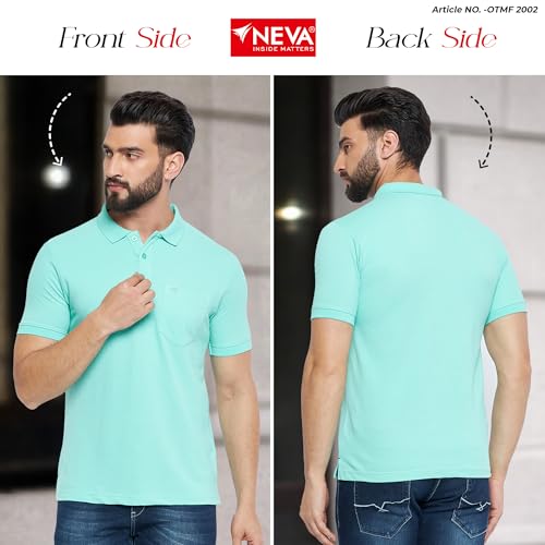 Image of NEVA Men's Regular Fit Half Sleeve Polo Neck T-Shirt with Chest Pocket