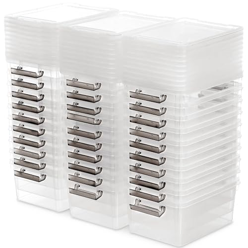Image of Citylife 1.3 QT 30 Packs Small Storage Bins Plastic Storage Container Stackable Box with Lids for Organizing, Clear White