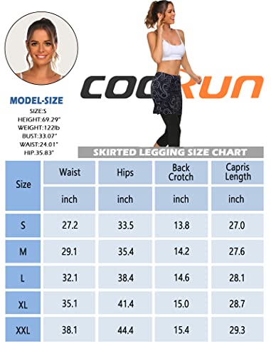 Coorun Women Running Leggings With Skirted Solid Capris Yoga Leggings Athletic Skort For Golf Tennis Wine Red #TOP5