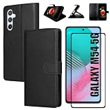 Kit Capa Capinha Carteira Para Samsung Galaxy M54 Em Couro Sintético e Película De Vidro 3D