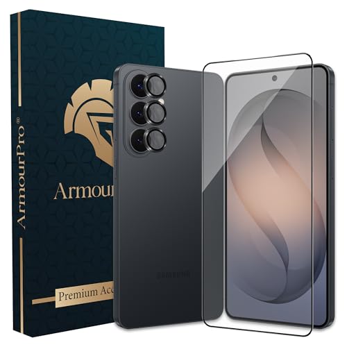 Image of ArmourPro Edge to Edge Tempered Glass for Samsung Galaxy S26 Plus with Black Camera Ring Guard, 9H Screen Protector, Anti-Scratch, Anti-Fingerprint, Bubble-Free Installation Kit