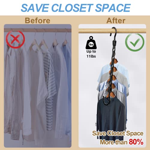 24 Pack Hangers Space Saving Magic Sturdy Closet Hangers Space Saver Closet Organizers And Storage Smart Plastic Clothes Hanger Organizer For Wardrobe Apartment College Dorm Room Essentials, Black #TOP2