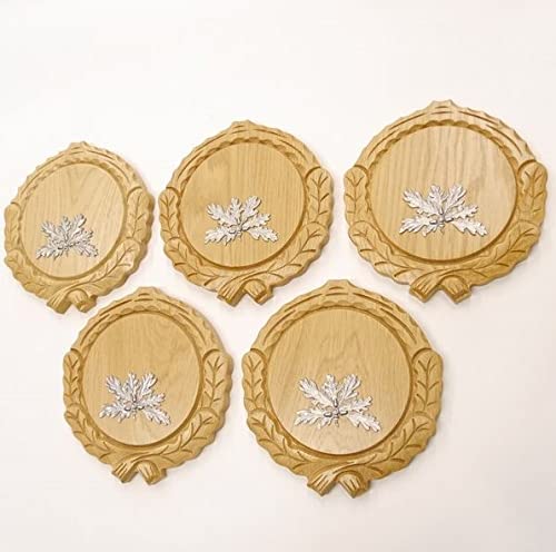 GTK Oferta 5 placas de cuña talladas de roble claro AF 14 cm con 5 hojas de roble de 6 hojas, tabla de cuñas, tabla de especias, cartel para trofeos