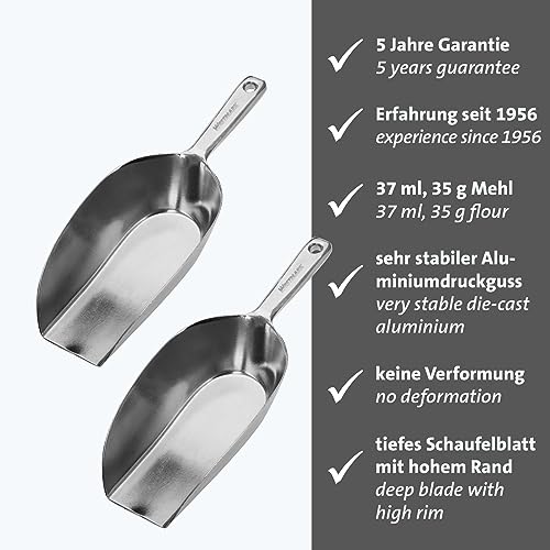 Westmark 2 Back-/Abwiege-/Abfüllschaufeln, Füllvolumen: je 37 ml (ca. 35 g Mehl), Aluminium, Hygia, Silber, 910122E3
