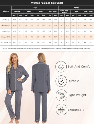 Image of Pjmlifecoco Pajamas Set Long Sleeve Womens Button Down Sleepwear Two Piece Nightwear Soft Pj Lounge Sets S-XXL