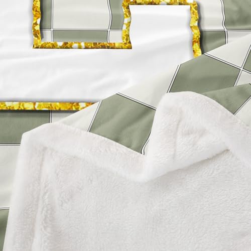 Image of Erosebridal Sage Green Checkered Fuzzy Plush Throw Plaid Initial E Fleece Blanket Personalized Monogram Sherpa Blanket for Kids Boys Girls,Fashion Grids Gingham Decor for Bed Couch Throw 50 inchx60 inch