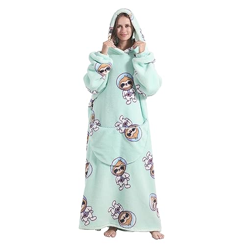 Oversized Blanket Hoodie, Adult Women Sherpa Fleece Wearable Blanket Warm and Cozy Giant Hooded Blanket Fluffy Sweatshirt for Women and Men