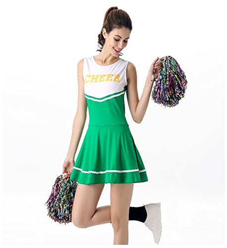 Women's Musical Uniform Fancy Dress Cheerleader Costume Outfit (Green) #TOP3